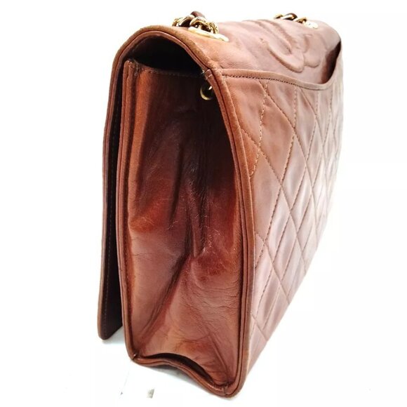 (R784) Chanel Shoulder Bag Chain Brown Lamb Skin - Picture 3 of 8